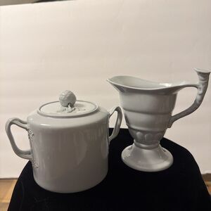 Copeland Spode New Stone England Creamer And Sugar Bowl Lid Gray England Set EUC